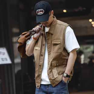 潮牌休闲户外钓鱼战术机能多口袋背心夹克 马甲男夏季 大码 山系工装
