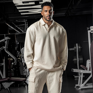 春秋款 大码 翻领卫衣男士 polo衫 运动宽松上衣 300斤肌理感重磅美式