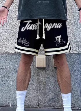 大码美式痞帅街头篮球运动短裤男