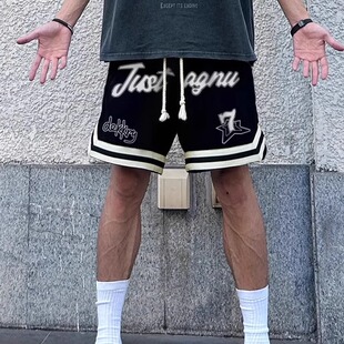 痞帅街头直筒休闲五分裤 特大码 男夏季 潮牌篮球运动短裤 300斤美式