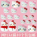 网红小猫头蛋糕摆件新年圣诞蛋糕装 饰可爱蝴蝶结生日快乐烘焙插件