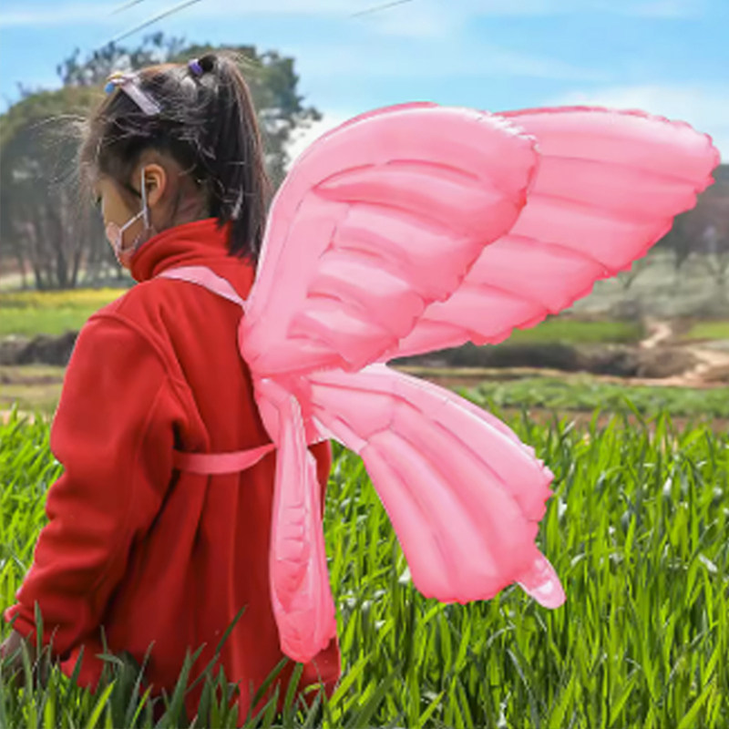 天使大号蝴蝶翅膀气球背饰儿童生日派对布置拍照表演摆摊装饰道具