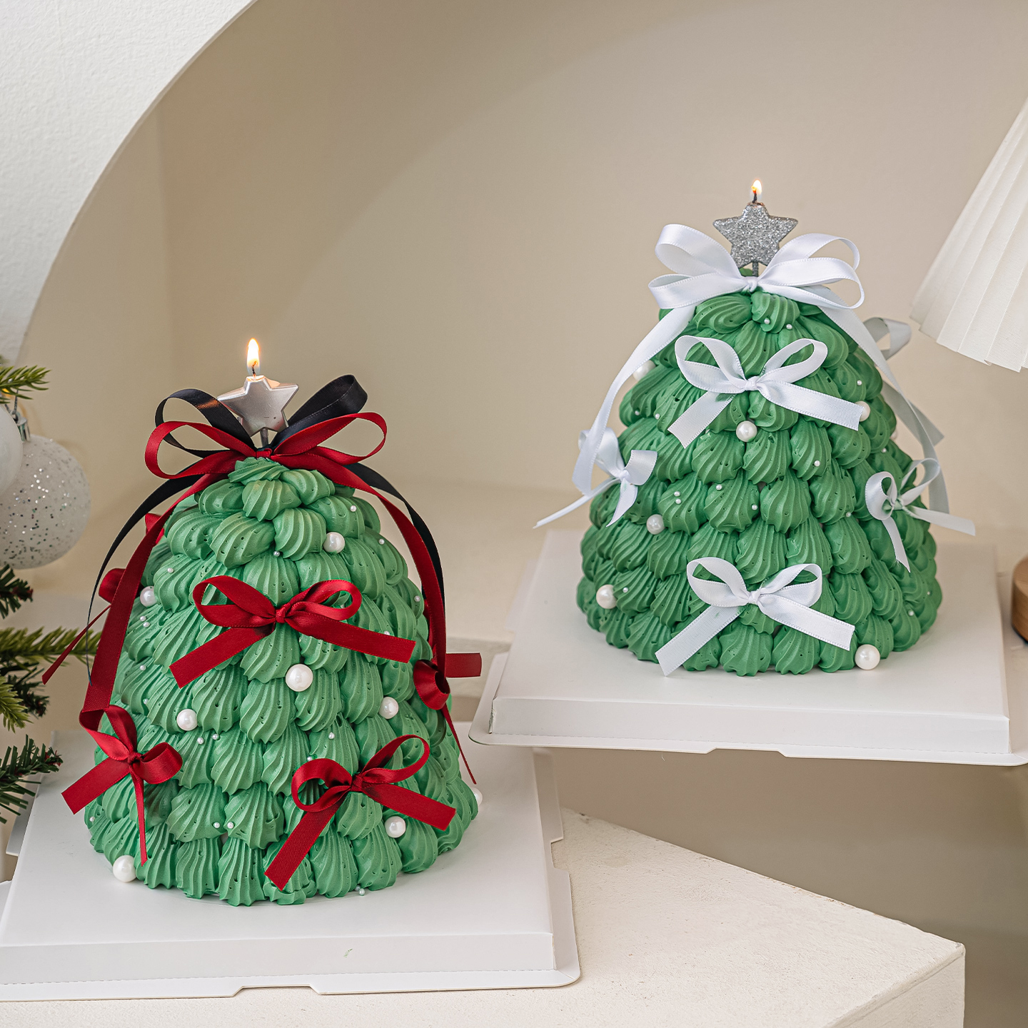 2026圣诞节许愿塔蛋糕装饰平安夜派对唯美许愿树五角星蜡烛插件