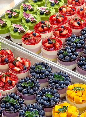 网红春游野餐蛋糕盒圆形慕斯杯4格打包盒子下午茶茶歇甜品台装扮