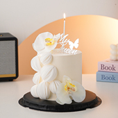 网红高级氛围感38女神节蛋糕装 Queen亚克力唯美蝴蝶兰插件 饰My