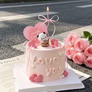 七夕情人节一二布布叠叠乐蛋糕装饰摆件love you情侣告白爱心卡片