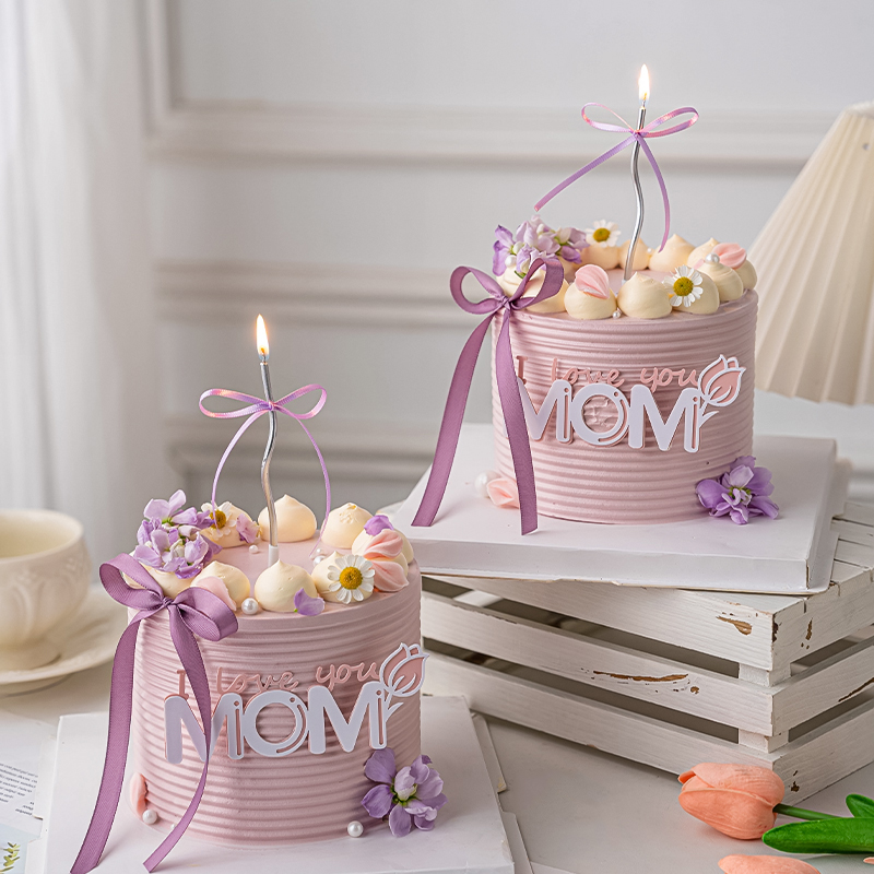 我爱妈妈郁金香MOM亚克力蛋糕