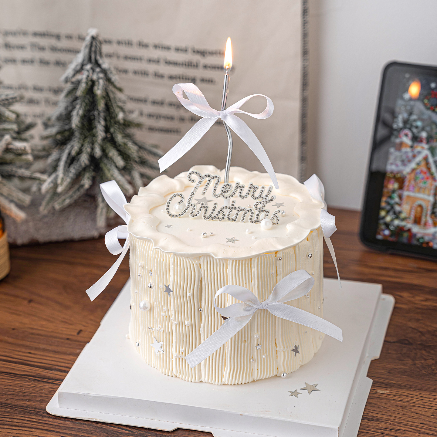 2026圣诞节唯美蛋糕装饰Merry Christmas毛毡水钻节日甜品插件