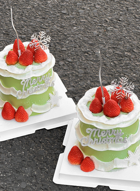 2026圣诞节草莓蛋糕装饰MerryChristmas毛毡水钻插件圣诞唯美装扮