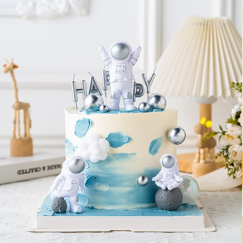 太空宇航员蛋糕装饰摆件银河派对