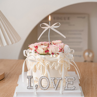 珍珠love2.14情人节蛋糕装饰摆件唯美幻彩蝴蝶情侣表白烘焙插件