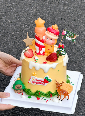 2026圣诞节抱蜡烛星星人蛋糕装饰MerryChristmas梅花鹿圣诞树装扮
