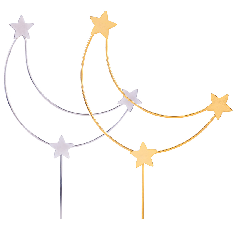 情人节铁艺插牌金色月亮蛋糕装饰