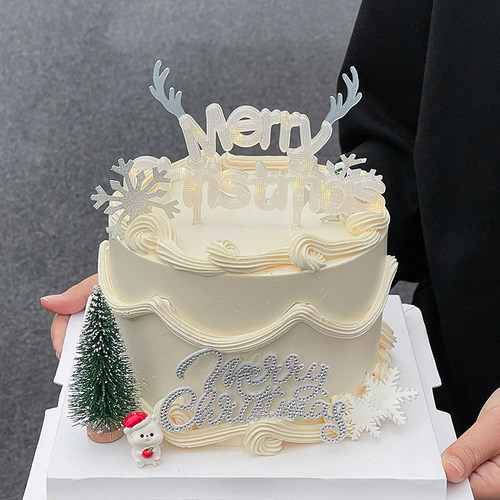 2026圣诞节快乐Merry Christmas发光灯牌蛋糕装饰摆件圣诞树插件
