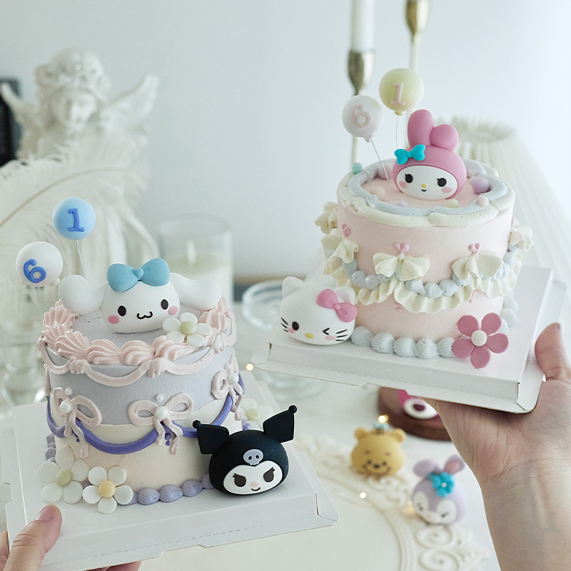 六一儿童节烘焙生日蛋糕装饰摆件网红卡通小猫咪草莓熊狐狸插件