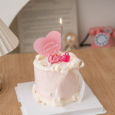 loveyou情侣表白爱心卡片蛋糕