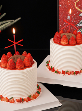 2026圣诞节草莓蛋糕装饰平安夜蝴蝶结丝带MerryChristmas饼干插件