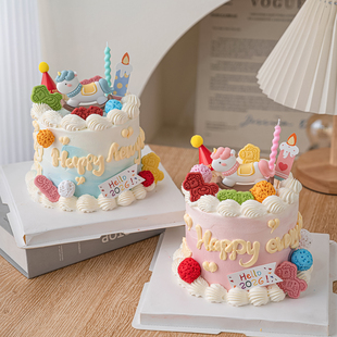 hello2026新年可爱摇摇马蛋糕装饰摆件除夕夜派对祝福语饼干插件