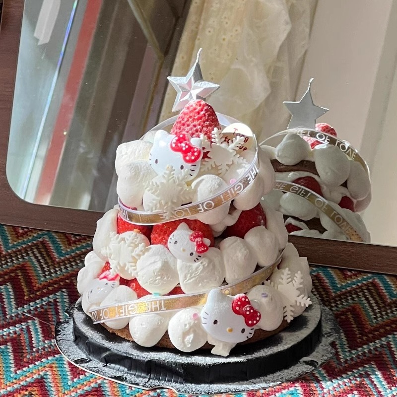 2025新年HelloKitty许愿树蛋糕装饰软胶雪花KT猫烘焙装扮跨年插件