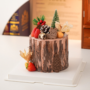 2026网红圣诞节蛋糕装饰摆件松果雪松树平安夜甜品派对装扮插件