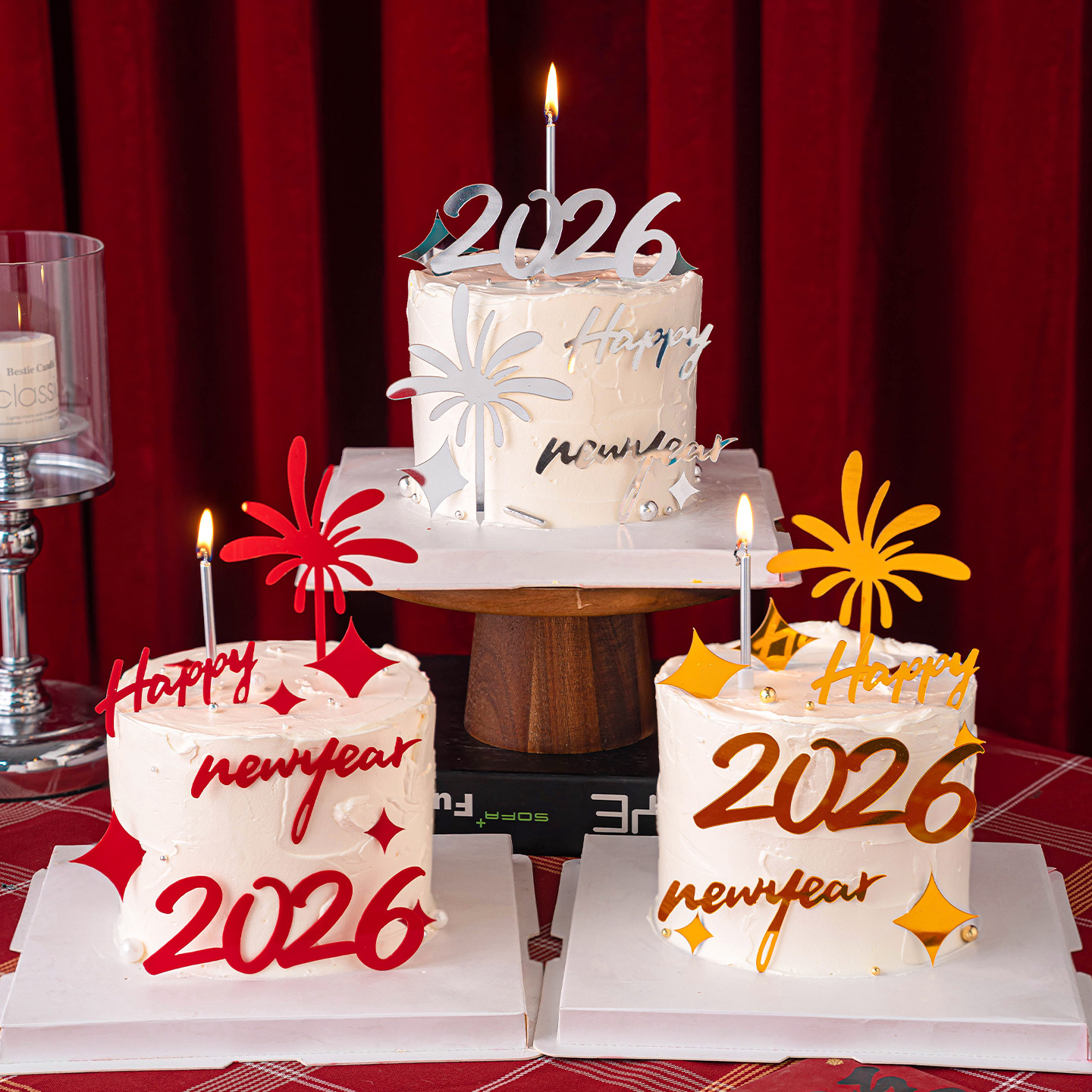 2026跨年火花亚克力蛋糕装饰简约高级感浪漫礼花新年快乐烘焙插件,节庆用品/礼品,节日装扮用品,淘宝优惠券,粉丝福利购,淘宝优惠卷