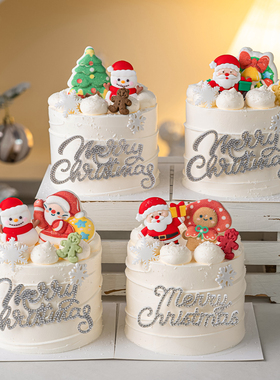 2026圣诞节蛋糕装饰MerryChristmas毛毡插件雪人老人圣诞甜品装扮