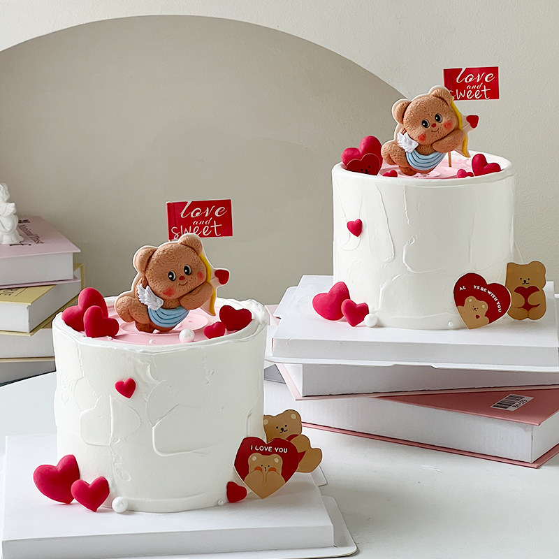 2.14情人节黄油小熊蛋糕装饰软胶射箭网红小熊摆件情侣告白插件,节庆用品/礼品,节日装扮用品,淘宝优惠券,粉丝福利购,淘宝优惠卷