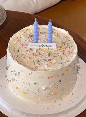 ins小红书同款唯美简约彩色水晶钻石砂糖螺旋蜡烛蛋糕装饰插件