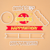 加油少年蛋糕装 饰翻糖切模生日快乐英文字母巧克力压膜烘焙模具