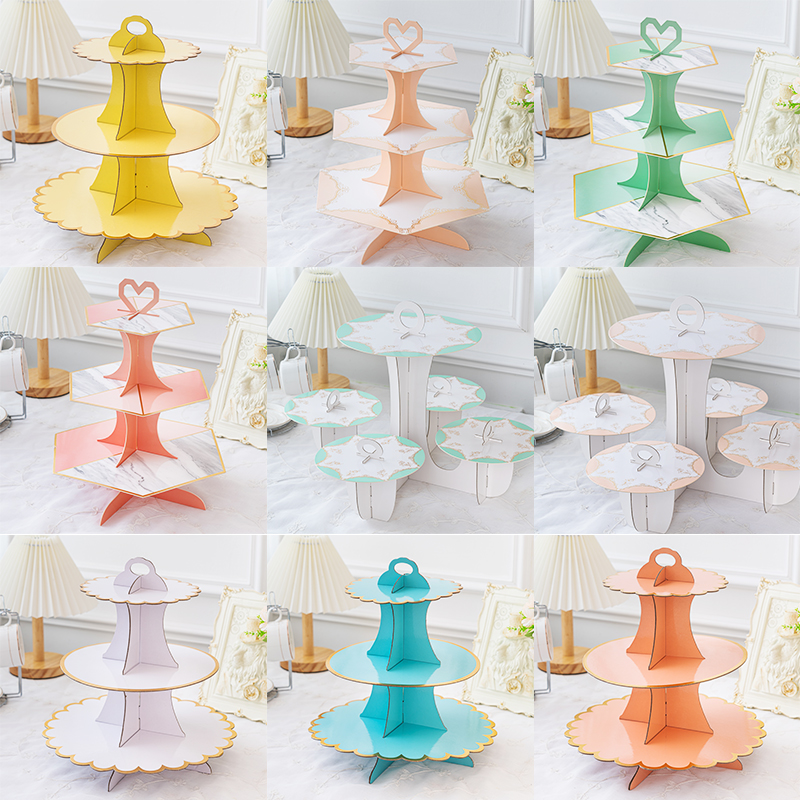 摆件三层生日派对纸杯婚礼甜品台