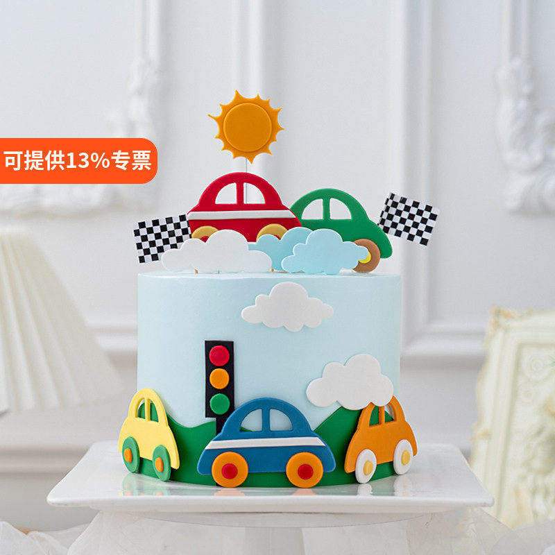 儿童生日蛋糕装饰卡通小汽车插牌汽车云朵diy翻糖饼干压模模具