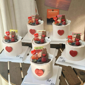 2.14情人节网红蛋糕装 饰熊兔饼干摆件2026我爱你情侣表白love插旗