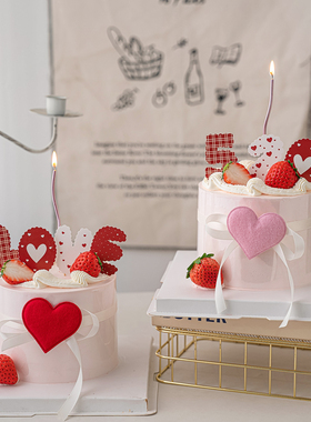 2.14情人节LOVE蛋糕装饰插件网红情侣告白520丝带曲线蜡烛摆件