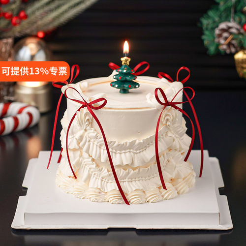 2026网红圣诞节蛋糕装饰五角星圣诞树蜡烛摆件烘焙丝带蝴蝶结插件