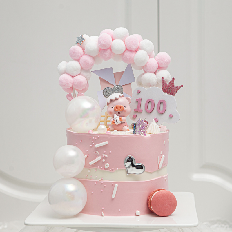 宝宝周岁呆萌小猪甜品台生日蛋糕