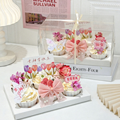 38妇女节鲜花纸杯蛋糕装 饰亚克力蝴蝶女神节快乐郁金香卡片插件