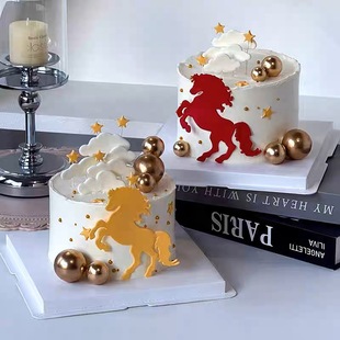 新款翻糖切模马到成功男士爸爸老板生肖马生日蛋糕装饰模具压模