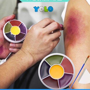 国产伤效六色本奈BN油彩特效化妆无油防汗擦伤瘀青红肿烫伤油彩盘