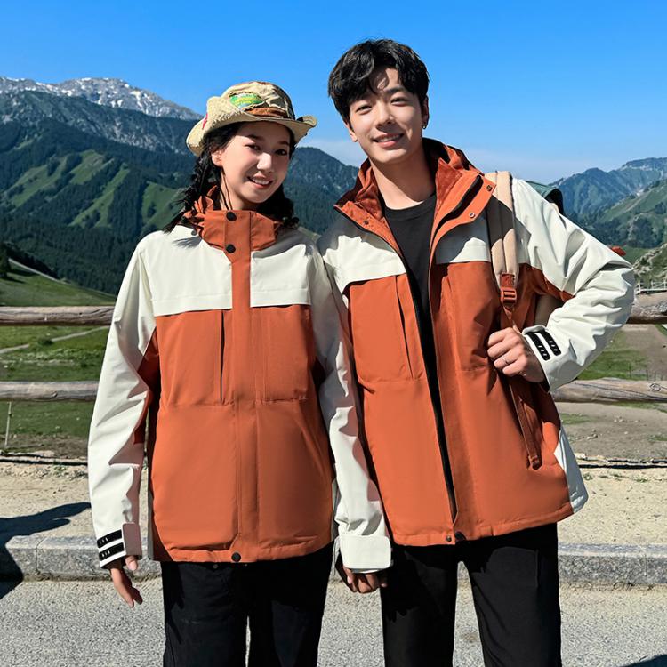 户外冬季情侣冲锋衣三合一运动服登山工作服男女定制印字logo工装