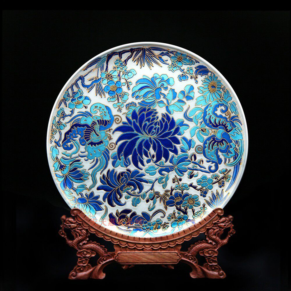 高档水晶赏盘瓜瓞呈瑞掐丝晶化玻璃彩雕外事礼品家具摆件朋友礼物