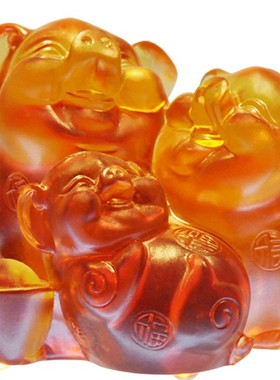 打折包邮古法琉璃摆件YL琉璃A-026全家福-猪 生日礼品