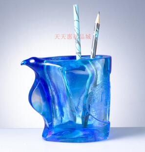 古法琉璃纳贤琉璃笔筒EY书房单位企业办公桌摆件收纳罐