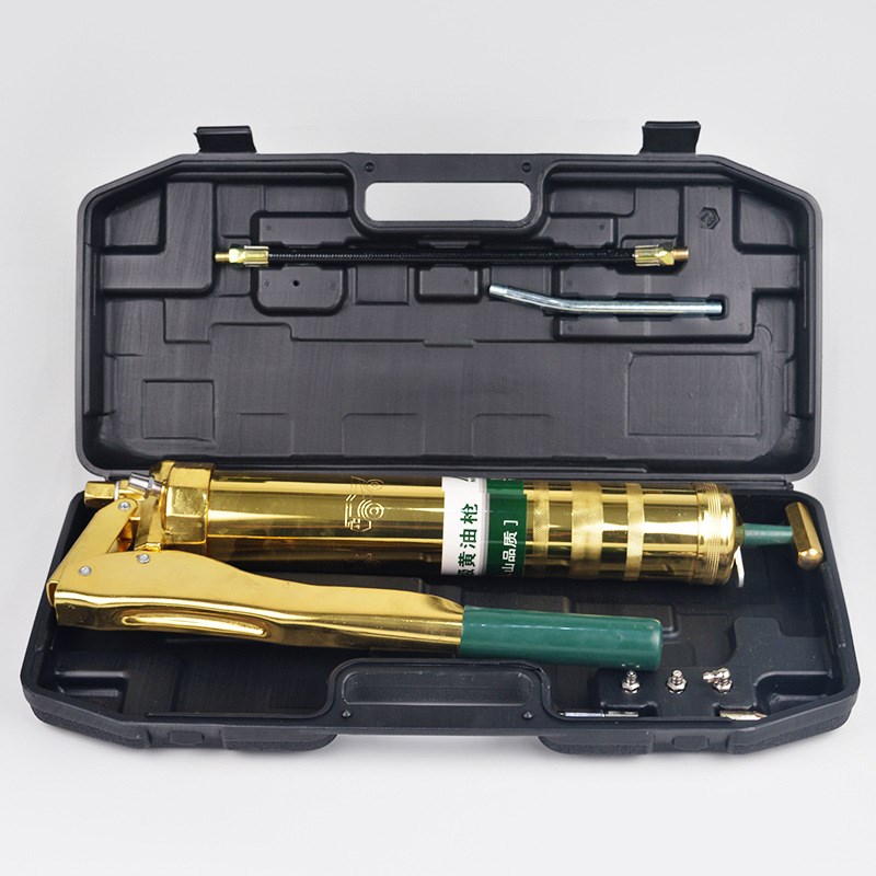 电镀高压工程机械注油枪 双杆手动注油器800克手动塑盒黄油枪