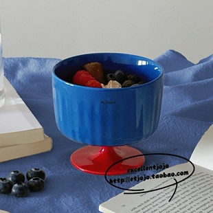 Mstand周边陶瓷高脚甜品碗冰淇淋碗酸奶碗水果碗400毫升马克杯