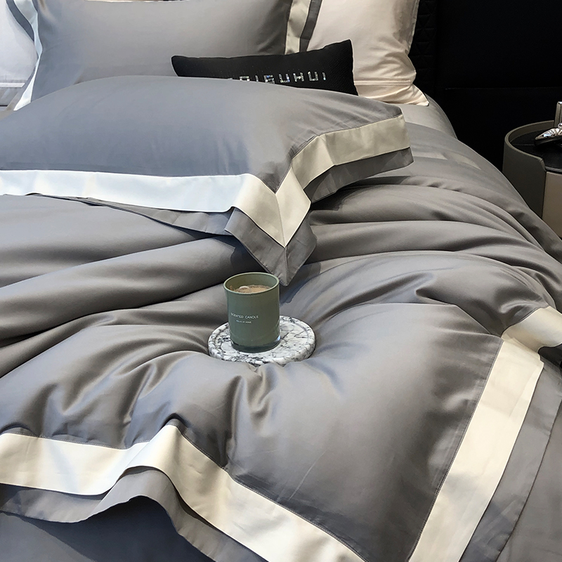 2024秋冬轻奢纯色天丝棉磨毛四件套加厚保暖被套床单全棉床上用品