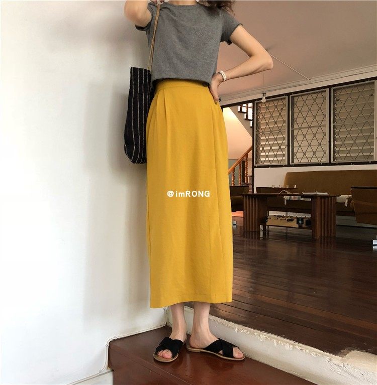 Roundshop |自制 一片式半身裙姜黄色 遮肉百搭款自留|msdalam kategori Butik wanita / wanita, skirt - dari Buy2taobao.com untuk memberikan perkhidmatan ejen Taobao profesional membeli