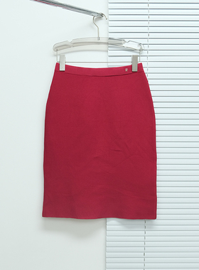 美系CH 女款 红色曲珠针织半身裙 5017