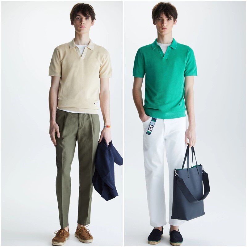 西班牙轻奢PG小方块 男款 珠地针织纹理翻领短袖上衣