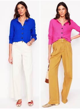 英伦BD 女款 棉质纹理圆领针织开衫 E870