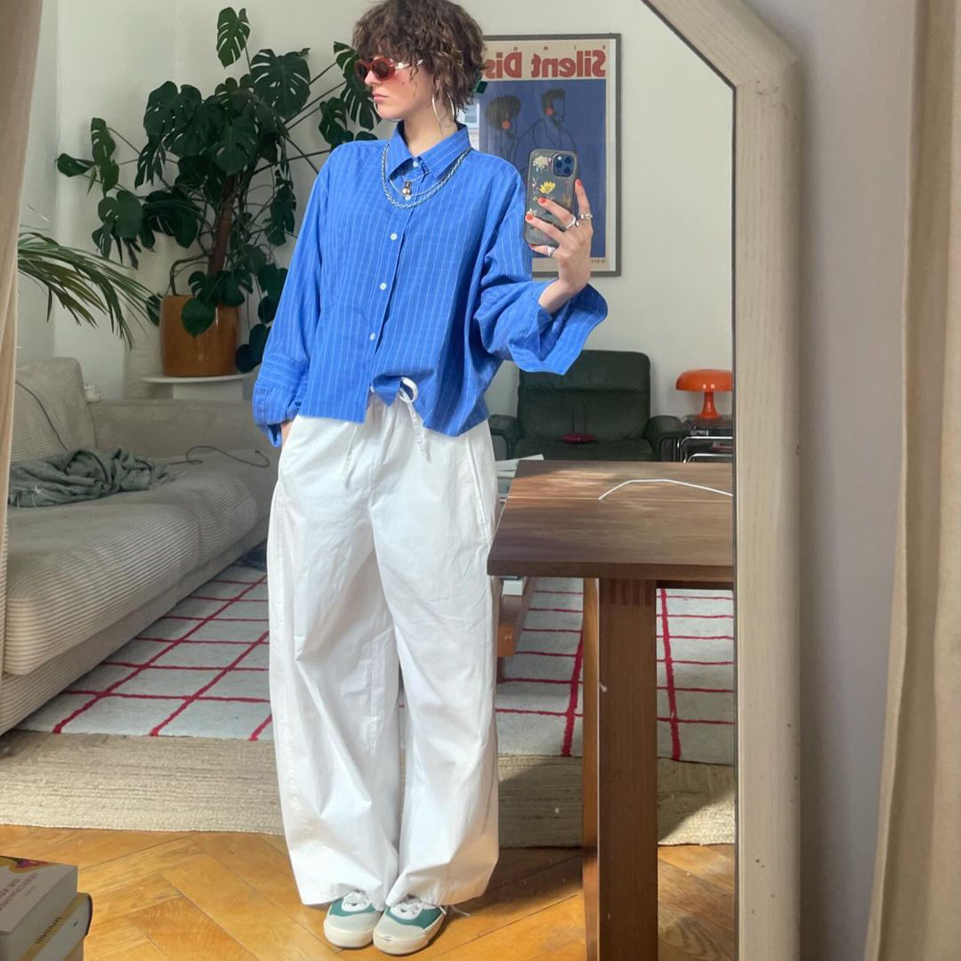 北欧简约风CS 女款 夏季桶形抽绳宽松阔腿裤 A434